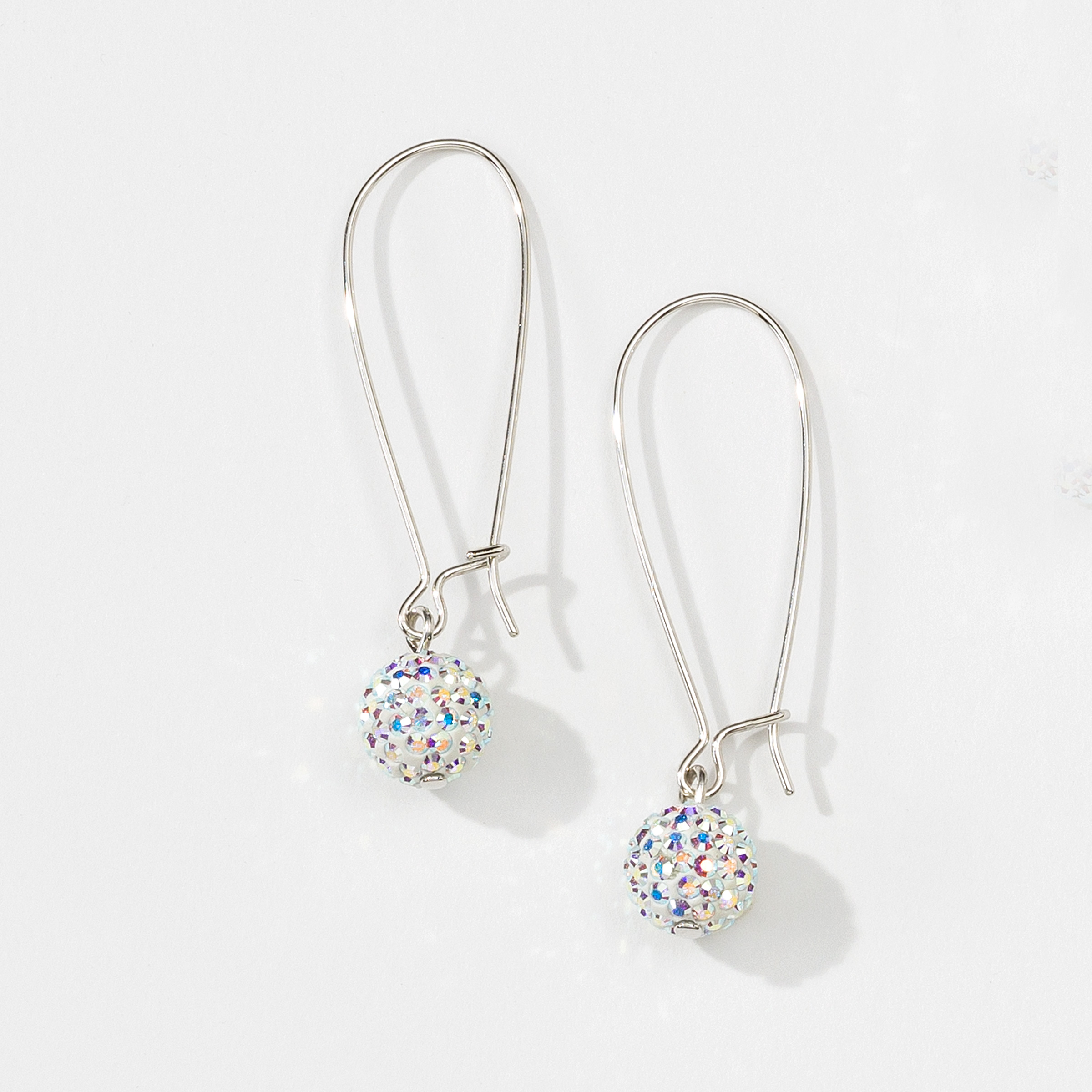 Pavé Ball Earrings, Crystal Aurore Boreale