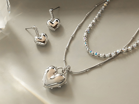 Rhodium Heart Jewelry