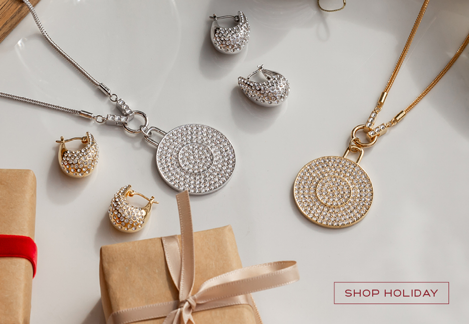 Shop Holiday Jewelry golden and rhodium with clear crystal